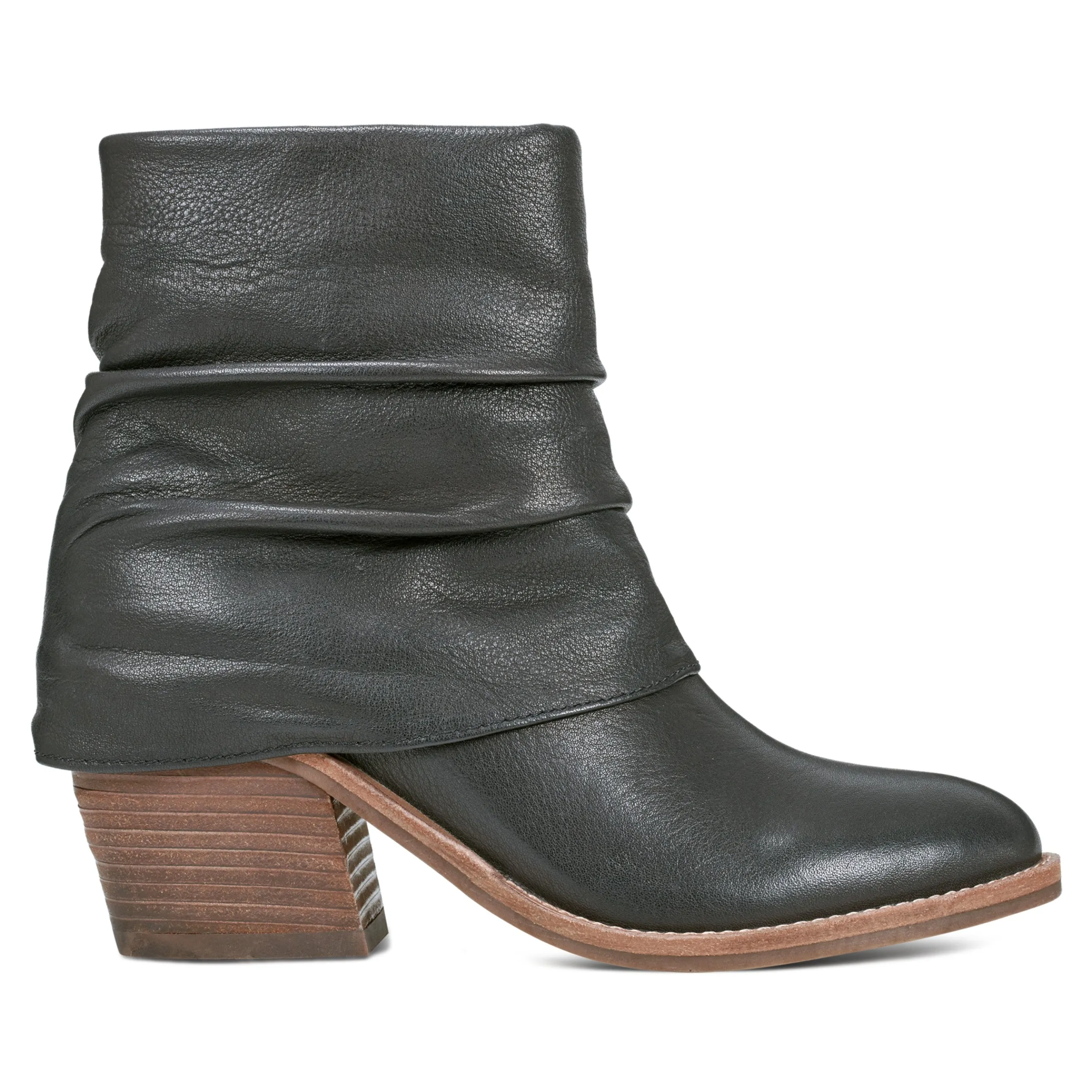 Savvy Block Heel Ruched Casual Booties